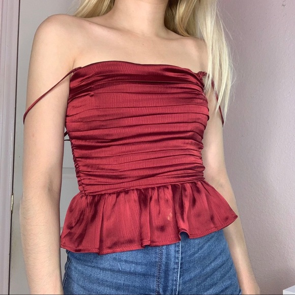 H&M Maroon Red Blouse Top SZ: 0 - Picture 3 of 8